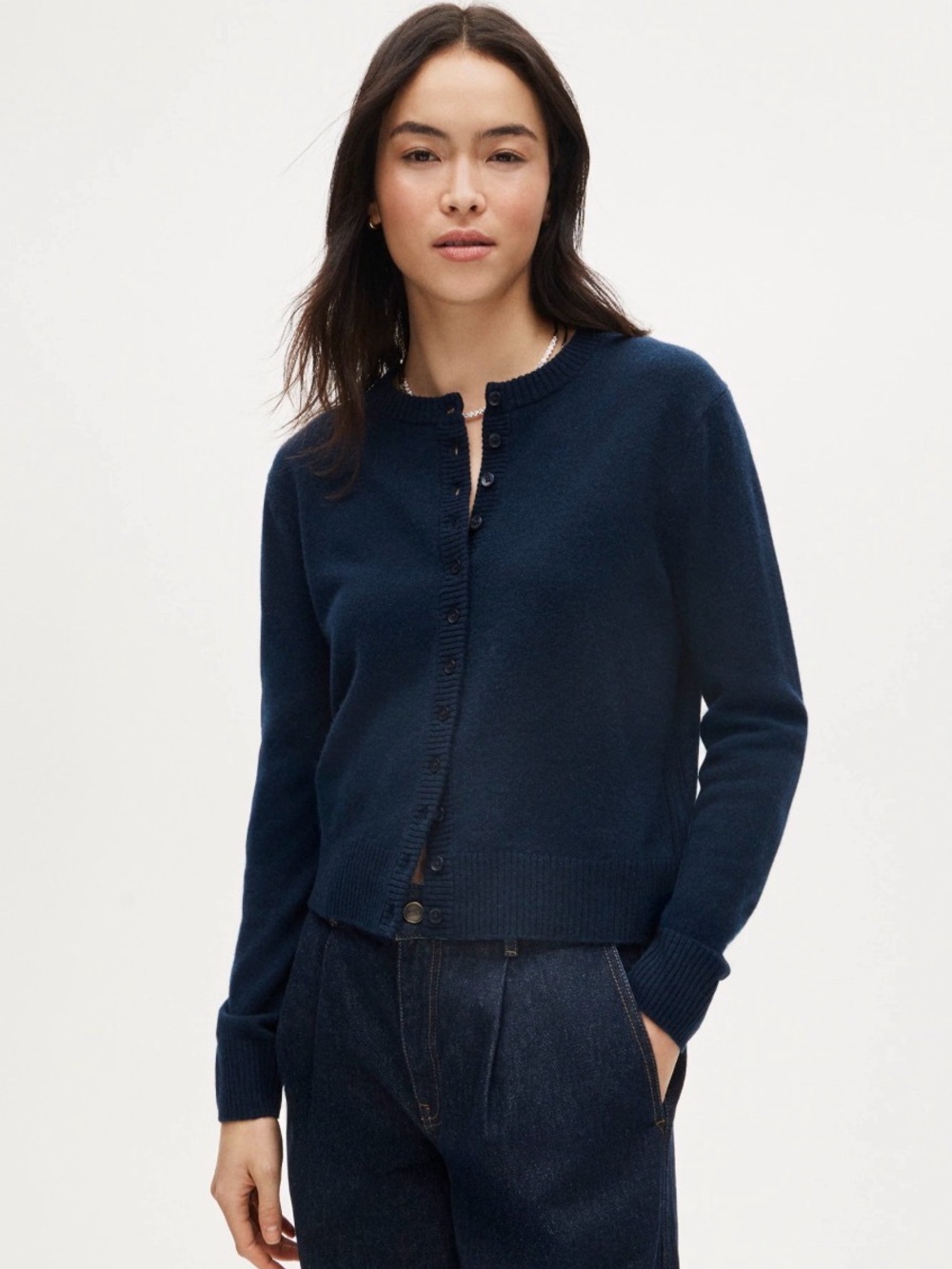 J.Crew Perfect Cashmere Cardigan Navy 100% Cashmere Size M NWT $178